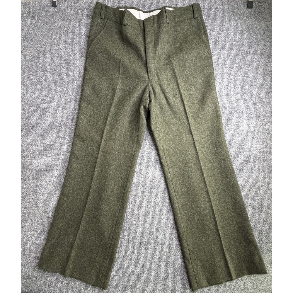 Noel Men's Dress‎ Pants Green 100% Pure Wool * CHECK PHOTO FOR MEASUREMENTS *